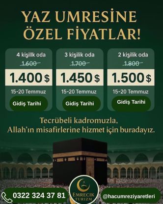 15 Temmuz  Ekonomik 15 Günlük  Umre turu resmi